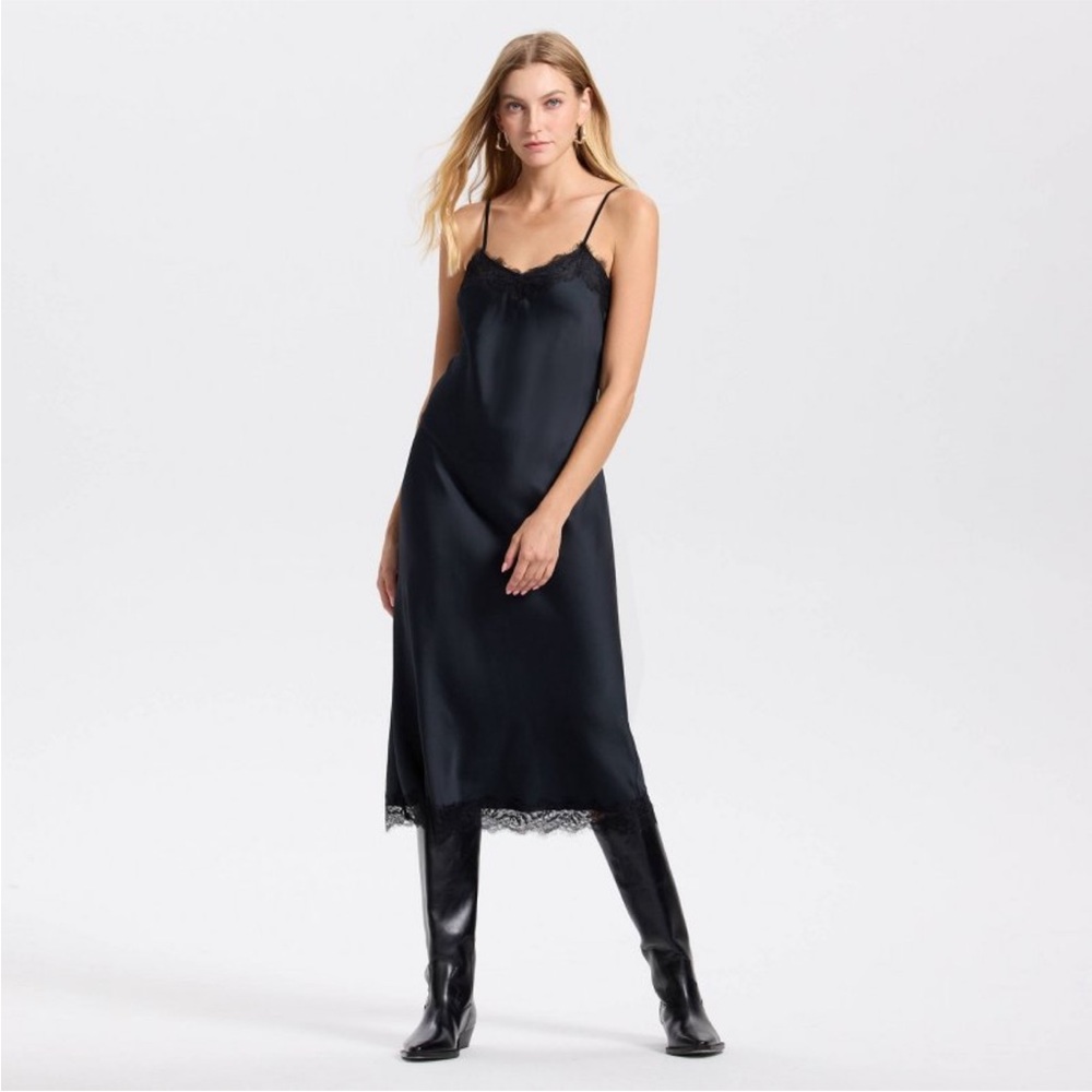 A new day satin lace slip midi dress